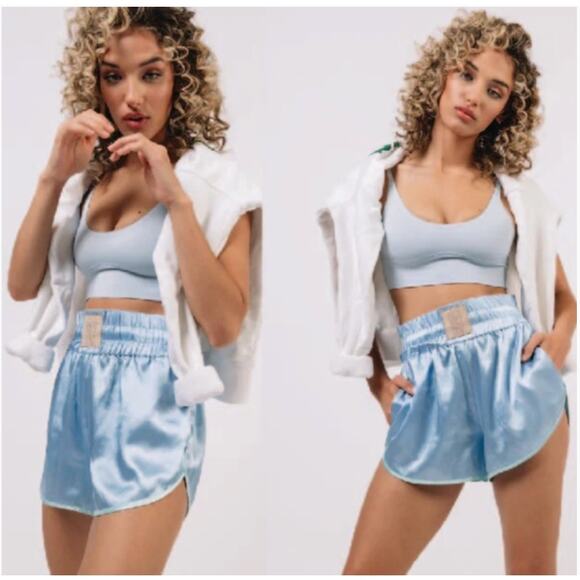 We Are HAH Blue & Teal Silky Boxer Shorts Free People XL NWT - Picture 1 of 8